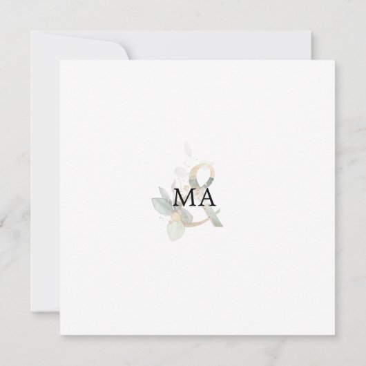 Invitation Rustique Eucalyptus Mariage or vert (Dos)