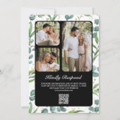Invitation Rustique Eucalyptus Photo QR Code Mariage noir (Dos)