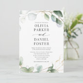 Invitation Rustique Eucalyptus QR Code Photo Mariage de verdu (Debout devant)