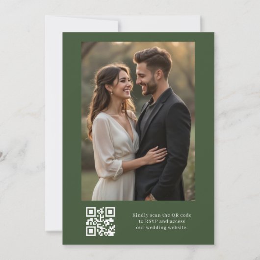 Invitation Rustique Eucalyptus QR Code Photo Mariage de verdu (Dos)