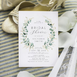 Invitation Rustique eucalyptus sauge vert boho douche de mari