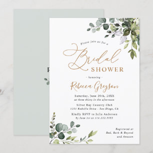 Invitation Rustique Eucalyptus Verdure Fête des mariées d'or 