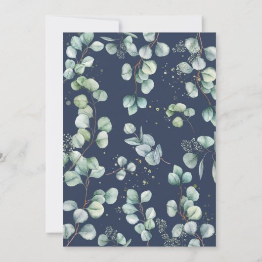 Invitation Rustique Eucalyptus Verdure Wreath Mariage or (Dos)