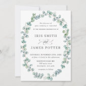 Invitation Rustique Eucalyptus Vert Mariage de couronne ovale (Devant)