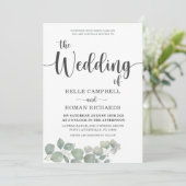 Invitation Rustique Eucalyputus Dusty Mariage bleu (Debout devant)