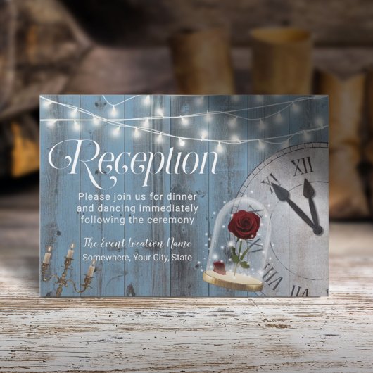 Invitation Rustique Fairytale Mariage Dusty Blue Réception