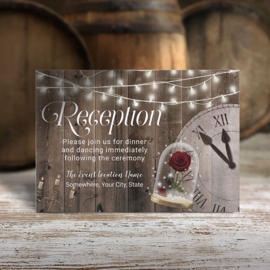 Invitation Rustique Fairytale Mariage Rose Dome Réception