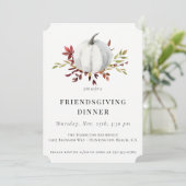 Invitation Rustique Fall Foliing White Citrouille Friendsgivi (Debout devant)