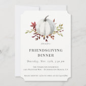 Invitation Rustique Fall Foliing White Citrouille Friendsgivi (Devant)