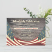 Invitation Rustique Faux Wood | Frappes Vintages 4 juillet (Debout devant)