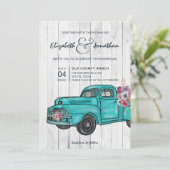 Invitation Rustique Ferme Turquoise Vintage Camion Boho Maria (Debout devant)