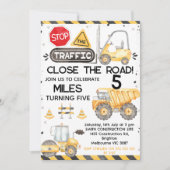 Invitation Rustique Fermer La Construction Routière Anniversa (Devant)