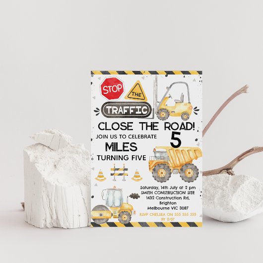 Invitation Rustique Fermer La Construction Routière Anniversa