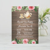 Invitation Rustique Fête des mariées Tea Party (Debout devant)