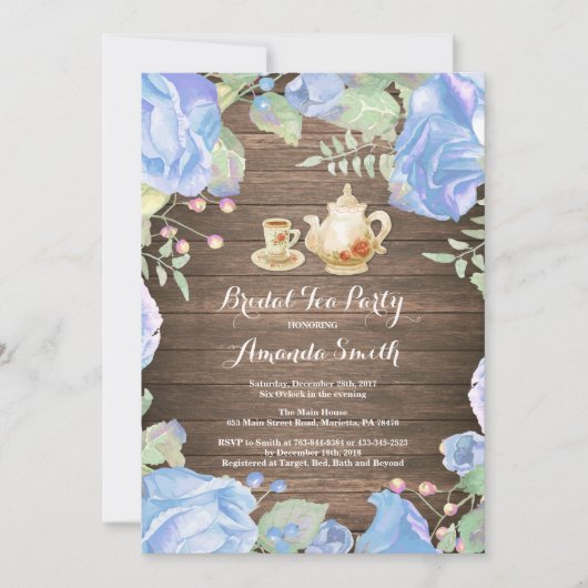 Invitation Rustique Fête des mariées Tea Party Flo (Devant)