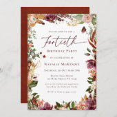 Invitation Rustique fête du 40e anniversaire (Devant / Derrière)