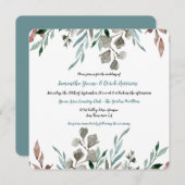 Invitation Rustique Feuilles aquarelle cadre mariage invitati (Devant / Derrière)