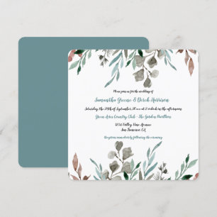 Invitation Rustique Feuilles aquarelle cadre mariage invitati