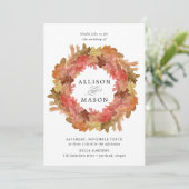 Invitation Rustique Feuilles Automne Automne Mariage Wreath A (Debout devant)