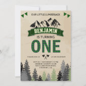 Invitation Rustique Flannel Lumberjack 1er fête d'anniversair (Devant)