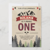 Invitation Rustique Flannel Lumberjack 1er fête d'anniversair (Devant)