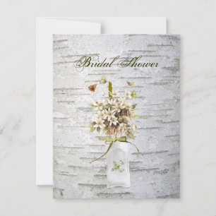 Invitation rustique fleur sauvage blanc bouleau mariage