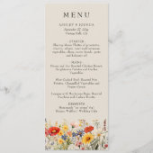 Invitation Rustique Fleur sauvage Pays Floral Mariage Menu (Devant)