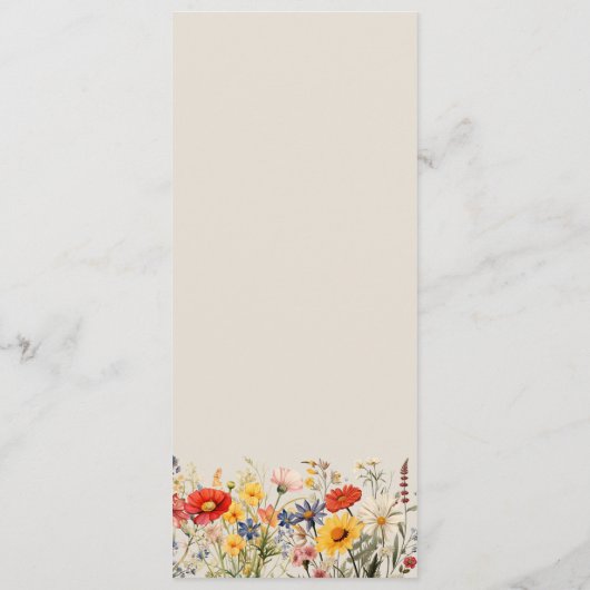 Invitation Rustique Fleur sauvage Pays Floral Mariage Menu (Dos)