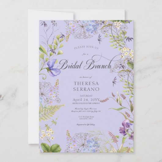 Invitation Rustique Fleur sauvage violet violet brunch nupti (Devant)