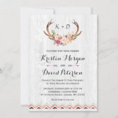 Invitation Rustique Floral Antler Blanc Boho Boho Décor Maria (Devant)