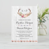 Invitation Rustique Floral Antler Blanc Boho Boho Décor Maria (Debout devant)