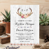 Invitation Rustique Floral Antler Blanc Boho Boho Décor Maria