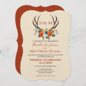 Invitation Rustique Floral Antlers BOHO Mariage (Devant / Derrière)
