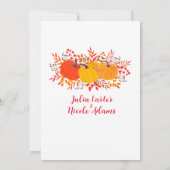 Invitation Rustique Floral Automne Citrouille Mariage bois (Dos)