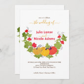 Invitation Rustique Floral Automne Citrouille Mariage bois (Devant / Derrière)