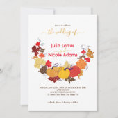 Invitation Rustique Floral Automne Citrouille Mariage bois (Devant)