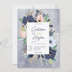 Invitation Rustique Floral Beach Mariage nautique
