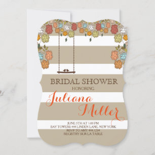 Invitation Rustique Floral Bird Swing