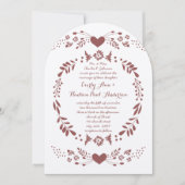 Invitation Rustique Floral Bohème Bohème Mariage d'art popula (Devant)