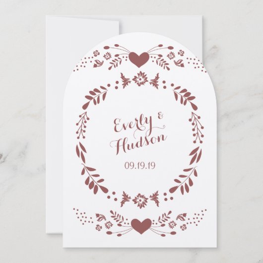 Invitation Rustique Floral Bohème Bohème Mariage d'art popula (Dos)