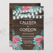 Invitation Rustique Floral Bois Mason Lumière Mariage (Devant / Derrière)