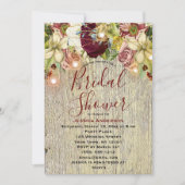 Invitation Rustique Floral Botanique Bourgogne Fête des marié (Devant)