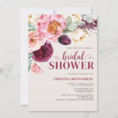 Invitation Rustique Floral Bourgogne Fête des mariées botaniq (Devant)