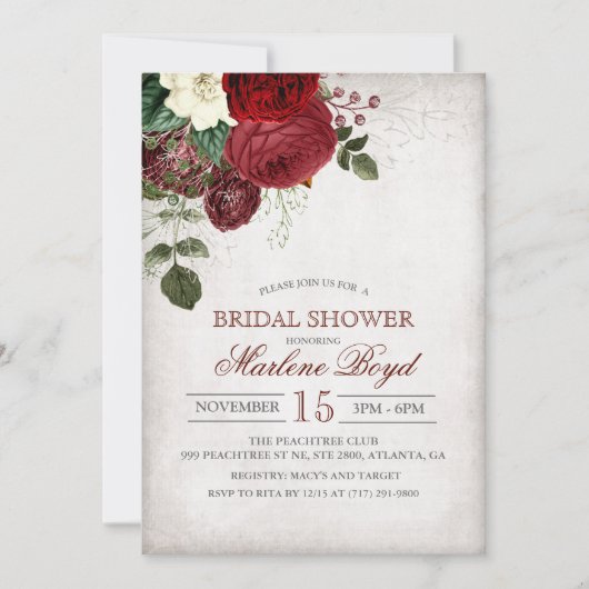 Invitation Rustique Floral Bridal (Devant)