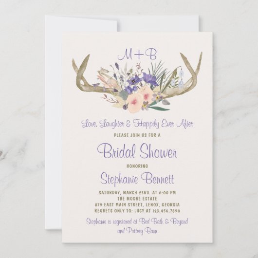 Invitation Rustique Floral Bridal (Devant)