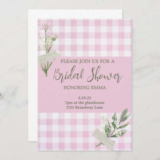 Invitation Rustique Floral Bridal (Devant / Derrière)