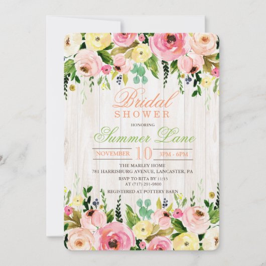 Invitation Rustique Floral Bridal (Devant)