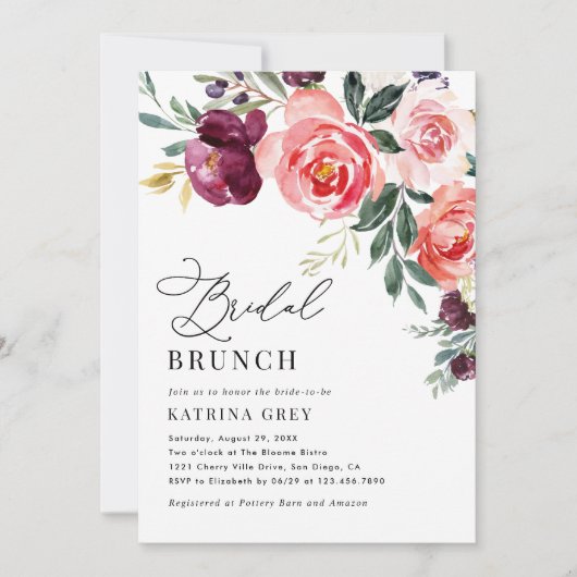 Invitation Rustique Floral Bridal Brunch Douche (Devant)