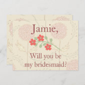 Invitation Rustique Floral Bridesmaid (Devant / Derrière)