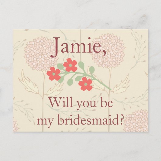 Invitation Rustique Floral Bridesmaid (Devant)